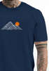 Herren T-Shirt mit Berg Print Grafikshirt mit Sonne Linien-Design Baumwolle Outdoor Style Naturmotiv für Freizeit Urlaub Neverless®preview