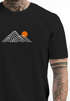 Herren T-Shirt mit Berg Print Grafikshirt mit Sonne Linien-Design Baumwolle Outdoor Style Naturmotiv für Freizeit Urlaub Neverless®preview