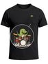 Herren T-Shirt mit Brusttasche Dinosaurier Schlagzeug Fun-Shirt Musikfans Festival Outfit Männer Moonworks®preview