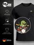 Herren T-Shirt mit Brusttasche Dinosaurier Schlagzeug Fun-Shirt Musikfans Festival Outfit Männer Moonworks®preview