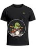 Herren T-Shirt mit Brusttasche Dinosaurier Schlagzeug Fun-Shirt Musikfans Festival Outfit Männer Moonworks®preview