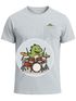 Herren T-Shirt mit Brusttasche Dinosaurier Schlagzeug Fun-Shirt Musikfans Festival Outfit Männer Moonworks®preview