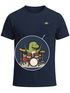 Herren T-Shirt mit Brusttasche Dinosaurier Schlagzeug Fun-Shirt Musikfans Festival Outfit Männer Moonworks®preview