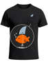 Herren T-Shirt mit Brusttasche Fun-Shirt Aufdruck Goldfisch mit Haiflosse Meme Freizeitshirt  Männer Lustig Moonworks®preview