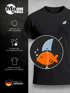 Herren T-Shirt mit Brusttasche Fun-Shirt Aufdruck Goldfisch mit Haiflosse Meme Freizeitshirt  Männer Lustig Moonworks®preview