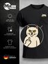Herren T-Shirt mit Brusttasche Fun-Shirt Katze Lustig Mittelfinger Statement Moonworks®preview