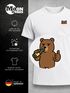Herren T-Shirt mit Brusttasche Fun-Shirt mit Bär Brustprint Aufdruckl lustig Daumen hoch Moonworks®preview