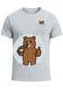 Herren T-Shirt mit Brusttasche Fun-Shirt mit Bär Brustprint Aufdruckl lustig Daumen hoch Moonworks®preview