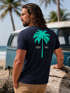Herren T-Shirt mit Palmen-Print Baumwollstoff und Grafik Aufdruck Sommer Fashion Streetstyle Neverless®preview