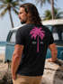 Herren T-Shirt mit Palmen-Print Baumwollstoff und Grafik Aufdruck Sommer Fashion Streetstyle Neverless®preview