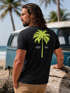 Herren T-Shirt mit Palmen-Print Baumwollstoff und Grafik Aufdruck Sommer Fashion Streetstyle Neverless®preview
