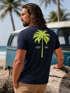 Herren T-Shirt mit Palmen-Print Baumwollstoff und Grafik Aufdruck Sommer Fashion Streetstyle Neverless®preview
