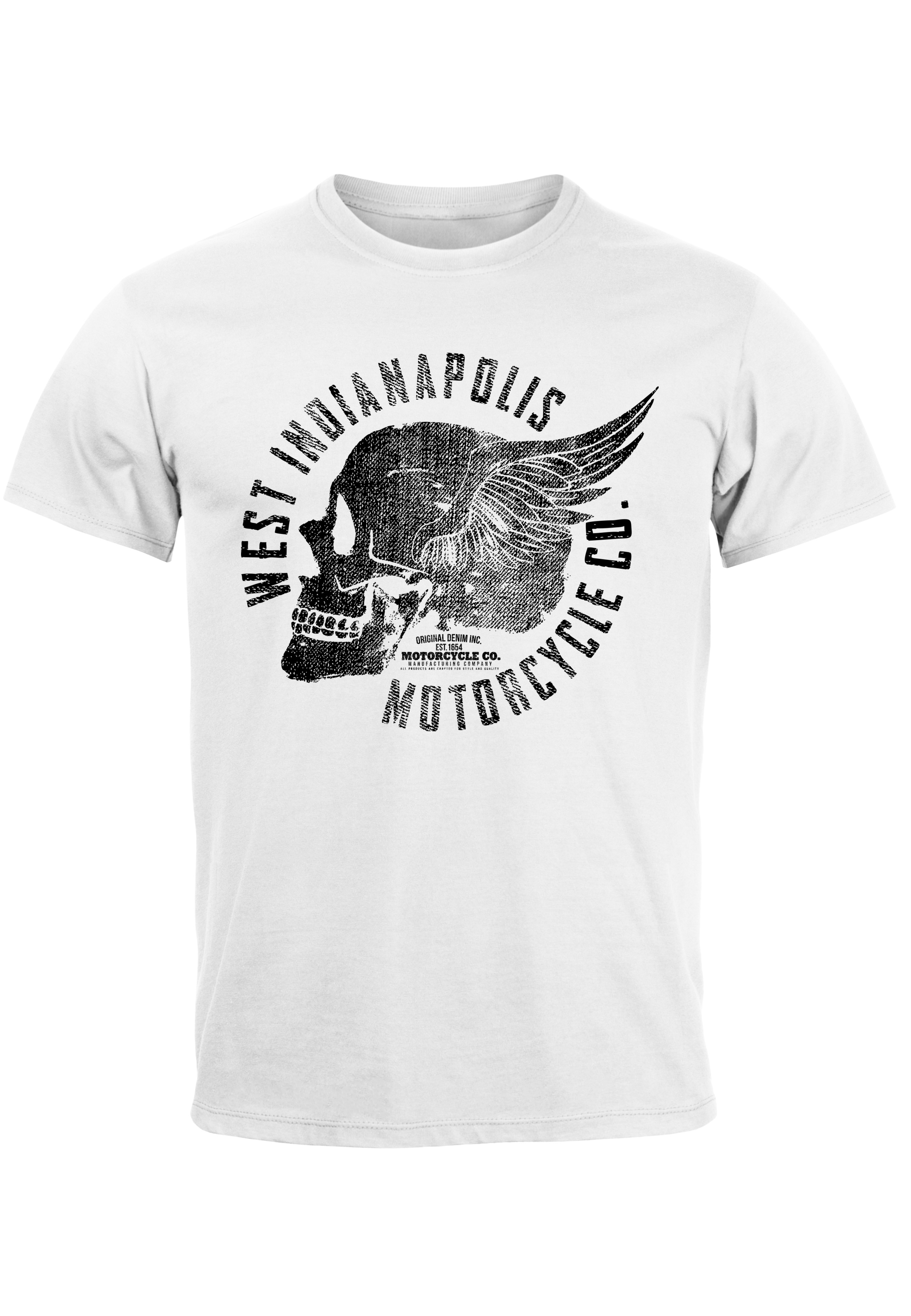 Neverless Herren Tank Top – Motorrad Biker Totenkopf Skull Wings – Basic Shirt