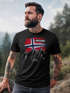 Herren T-Shirt Norwegen Flagge Berge Discover Printshirt Outdoor Fashion Streetstyle Männer Neverless®preview