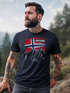 Herren T-Shirt Norwegen Flagge Berge Discover Printshirt Outdoor Fashion Streetstyle Männer Neverless®preview