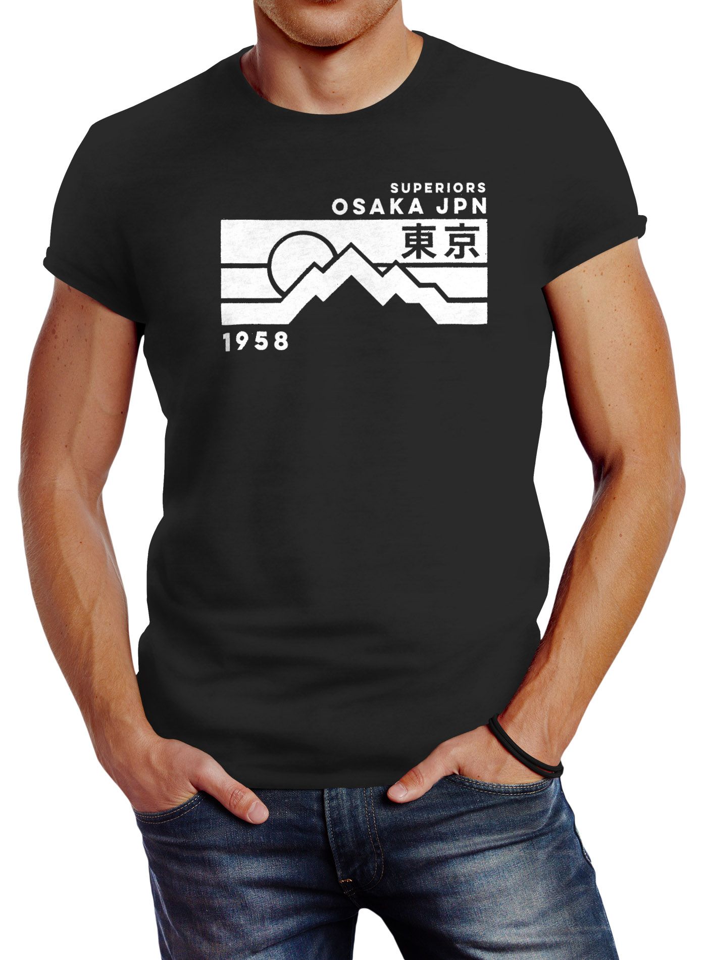 Herren T-Shirt Osaka Japan Superiors Mountain Retro Design Printshirt Neverless®