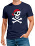 Herren T-Shirt Pirat Skull Jolly Roger Bandana Fasching Fun-Shirt Verkleidung Last Minute Kostüm Moonworks® preview