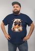 Herren T-Shirt Pizza Lustige Tiermotive Mops Hund Aufdruck Printshirt Fun-Shirt Moonworks®preview