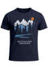 Herren T-Shirt Prinstshirt Berge Wandern Adventure Outdoor Minimalistischer Frontprint Retro Fashion Streetstyle Neverless®preview