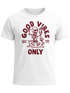 Herren T-Shirt Printshirt Spruch Good Vibes Only Skelett-Motiv Sommer Frontprint Fashion Streetstyle Neverless®preview