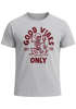 Herren T-Shirt Printshirt Spruch Good Vibes Only Skelett-Motiv Sommer Frontprint Fashion Streetstyle Neverless®preview