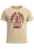 Herren T-Shirt Printshirt Spruch Good Vibes Only Skelett-Motiv Sommer Frontprint Fashion Streetstyle Neverless®preview