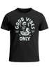Herren T-Shirt Printshirt Spruch Good Vibes Only Skelett-Motiv Sommer Frontprint Fashion Streetstyle Neverless®preview