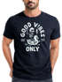 Herren T-Shirt Printshirt Spruch Good Vibes Only Skelett-Motiv Sommer Frontprint Fashion Streetstyle Neverless®preview
