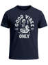 Herren T-Shirt Printshirt Spruch Good Vibes Only Skelett-Motiv Sommer Frontprint Fashion Streetstyle Neverless®preview