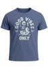 Herren T-Shirt Printshirt Spruch Good Vibes Only Skelett-Motiv Sommer Frontprint Fashion Streetstyle Neverless®preview
