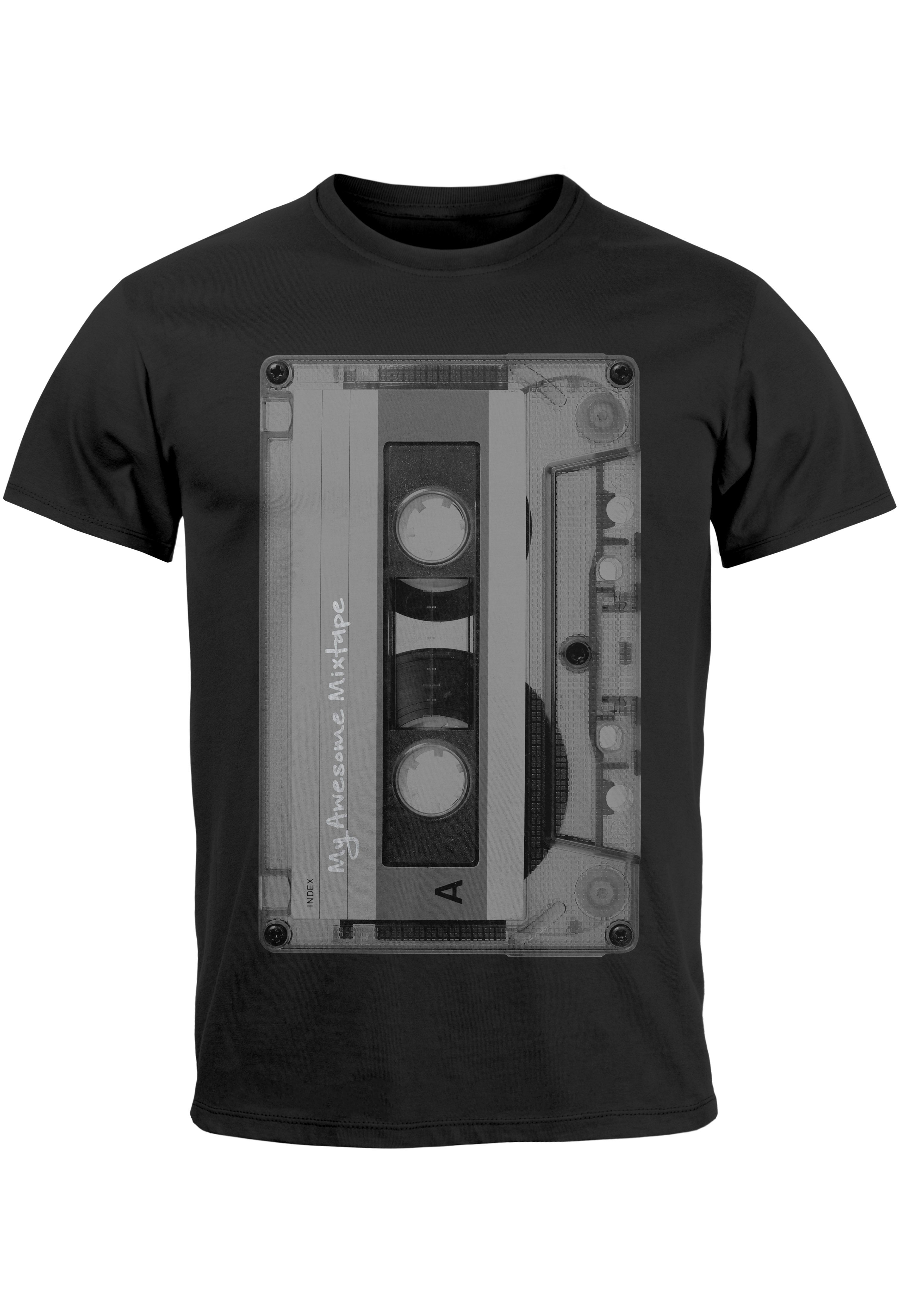 Herren T-Shirt Retro Motiv 80er Jahre Mixtape Kassette Oldschool Fashion Streetstyle Neverless® 