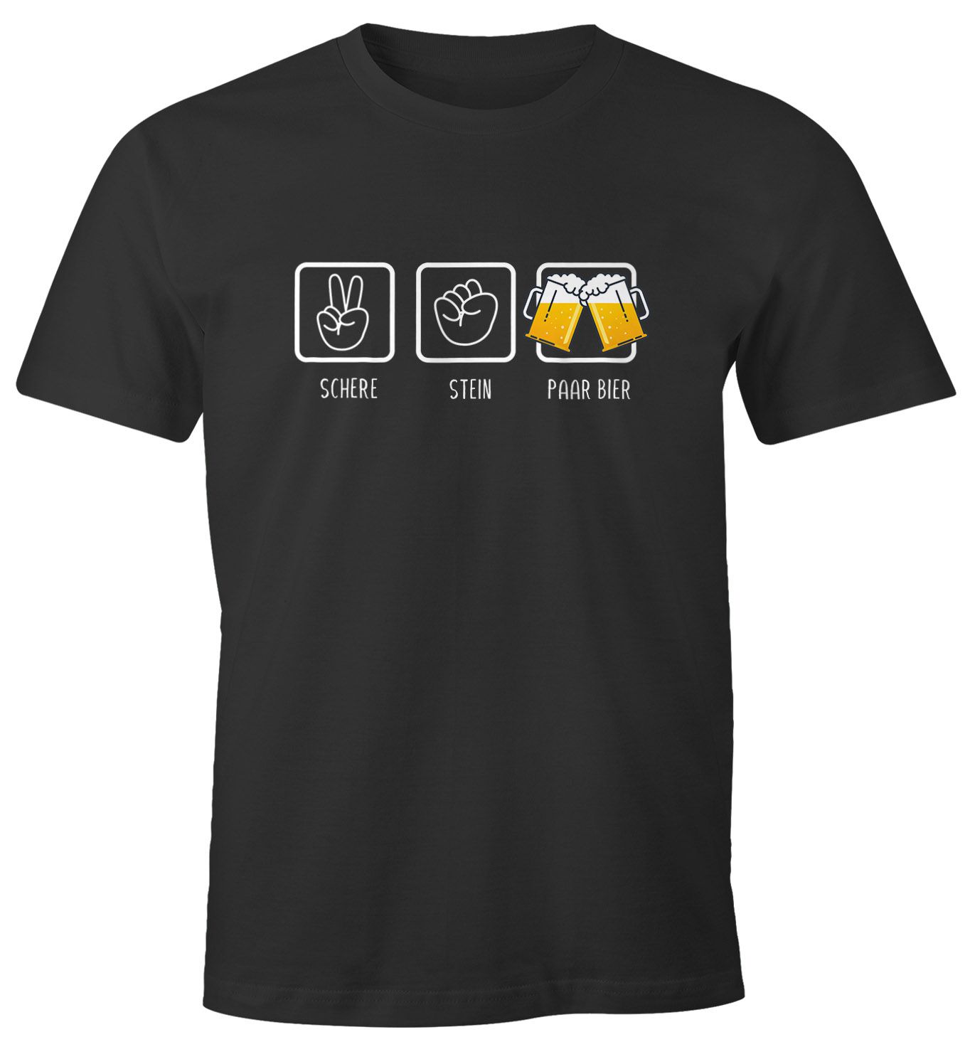 Herren T-Shirt Schere, Stein, paar Bier lustiges Trink Shirt Saufen Bier Party Moonworks®