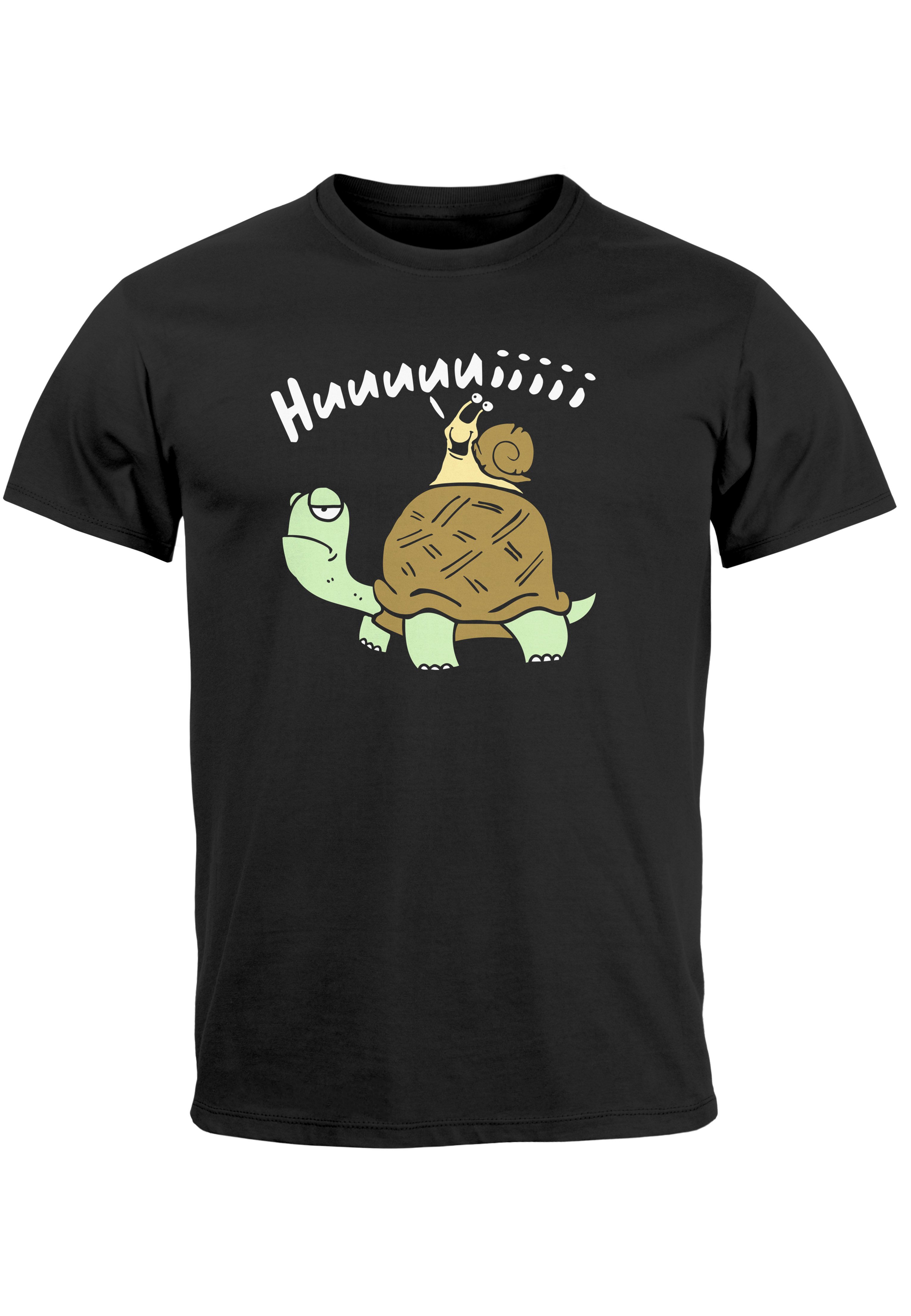 Herren TShirt Schildkröte Schnecke Huuuuiiii Lustig Witzig Scherz