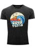 Herren T-Shirt Schrift Good Vibes Welle Hippie Slogan Statement Surf Design Vintage Retro Printshirt Neverless®preview