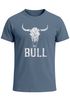 Herren T-Shirt Shirt mit Vintage Stierschädel Frontprint Schriftzug – Kurzarm Baumwollshirt  – Männer Outdoor Fashion Streetwear Neverless®preview