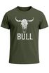 Herren T-Shirt Shirt mit Vintage Stierschädel Frontprint Schriftzug – Kurzarm Baumwollshirt  – Männer Outdoor Fashion Streetwear Neverless®preview