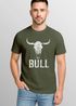 Herren T-Shirt Shirt mit Vintage Stierschädel Frontprint Schriftzug – Kurzarm Baumwollshirt  – Männer Outdoor Fashion Streetwear Neverless®preview