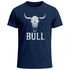 Herren T-Shirt Shirt mit Vintage Stierschädel Frontprint Schriftzug – Kurzarm Baumwollshirt  – Männer Outdoor Fashion Streetwear Neverless®preview