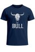 Herren T-Shirt Shirt mit Vintage Stierschädel Frontprint Schriftzug – Kurzarm Baumwollshirt  – Männer Outdoor Fashion Streetwear Neverless®preview