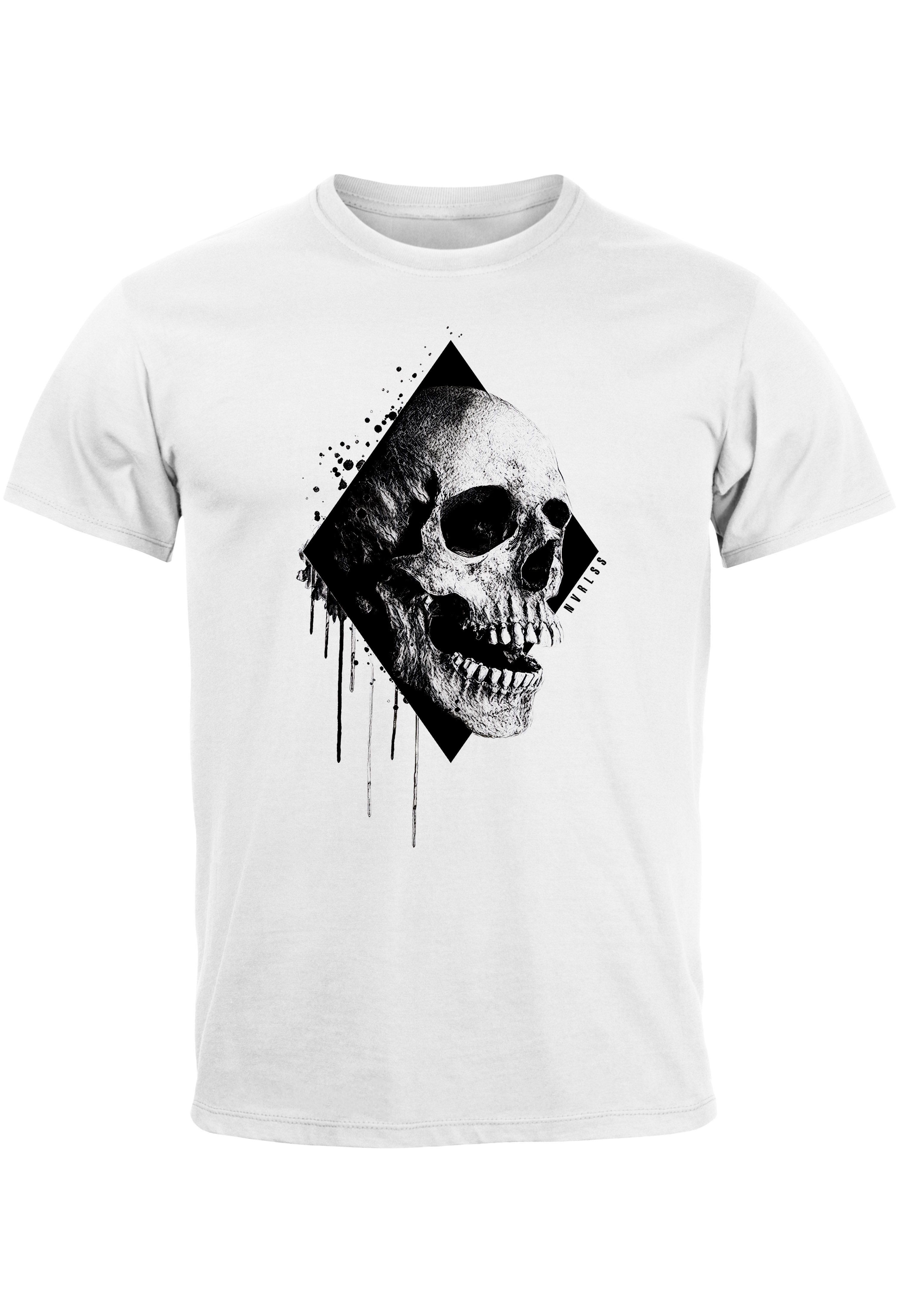 Neverless Herren T-Shirt – Totenkopf Mit Rosen Design, Slim Fit, 100% Baumwolle, Bis Größe 4XL