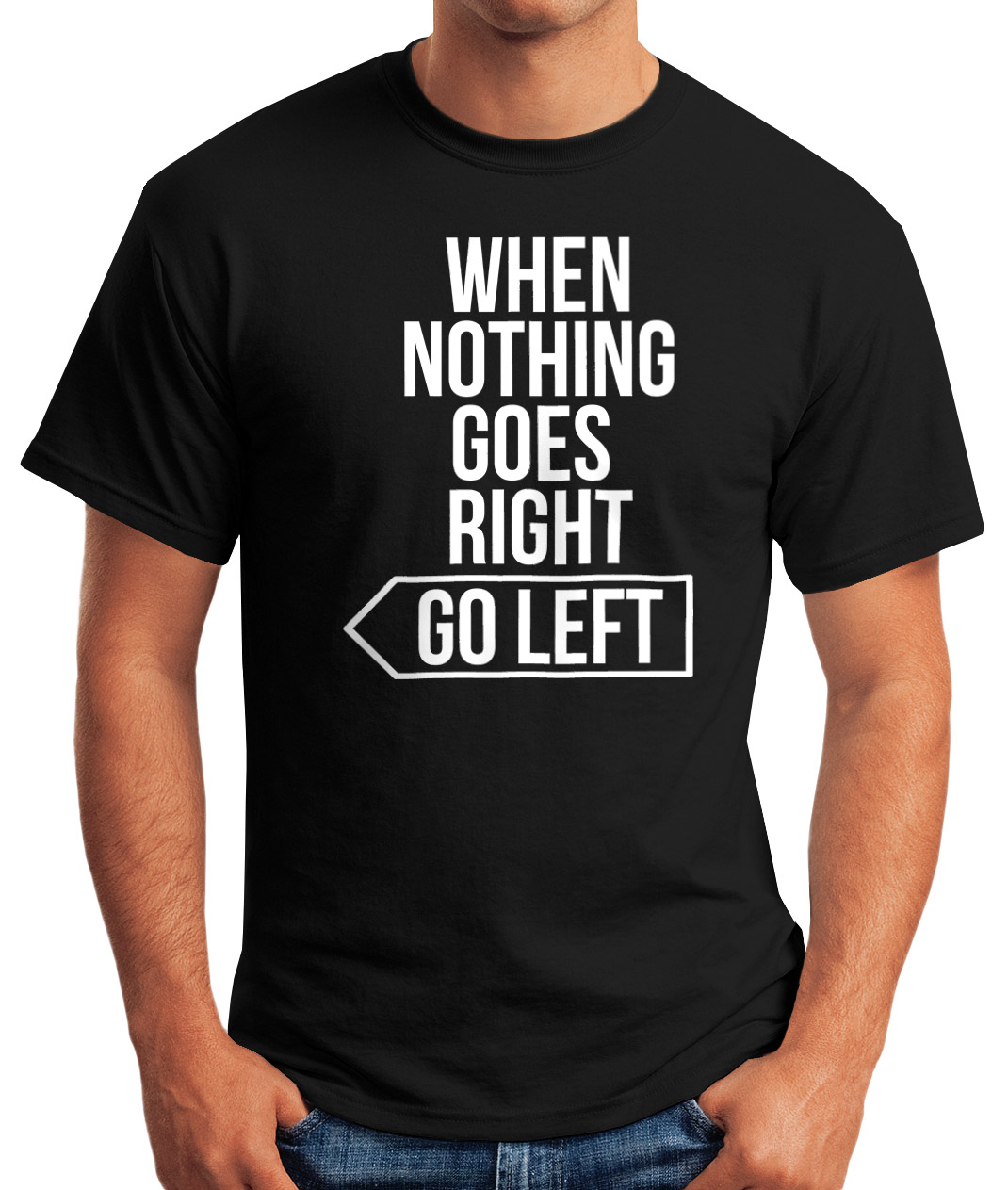 T-shirt Graphique "When Nothing Goes Right GO LEFT" Gris Taille M - Occasion Très Bon état, JanSport