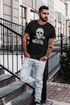 Herren T-Shirt Sugar Skull Dia De Los Muertos Totenkopf mit Blumen Slim Fit Neverless®preview