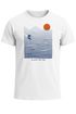 Herren T-Shirt Surfshirt mit Wellenlinien, Sonne & Surfer Motiv – Sommer Grafikshirt im minimalistischen Look Fashion Streetstyle Neverless®preview
