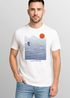 Herren T-Shirt Surfshirt mit Wellenlinien, Sonne & Surfer Motiv – Sommer Grafikshirt im minimalistischen Look Fashion Streetstyle Neverless®preview