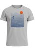 Herren T-Shirt Surfshirt mit Wellenlinien, Sonne & Surfer Motiv – Sommer Grafikshirt im minimalistischen Look Fashion Streetstyle Neverless®preview