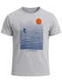 Herren T-Shirt Surfshirt mit Wellenlinien, Sonne & Surfer Motiv – Sommer Grafikshirt im minimalistischen Look Fashion Streetstyle Neverless®preview