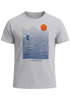 Herren T-Shirt Surfshirt mit Wellenlinien, Sonne & Surfer Motiv – Sommer Grafikshirt im minimalistischen Look Fashion Streetstyle Neverless®preview