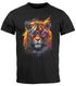 Herren T-Shirt Tiger Print Aufdruck Flammen Sommer Sonnenbrille Kunst Fashion Streetstyle Neverless®preview