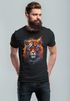 Herren T-Shirt Tiger Print Aufdruck Flammen Sommer Sonnenbrille Kunst Fashion Streetstyle Neverless®preview