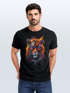 Herren T-Shirt Tiger Print Aufdruck Flammen Sommer Sonnenbrille Kunst Fashion Streetstyle Neverless®preview